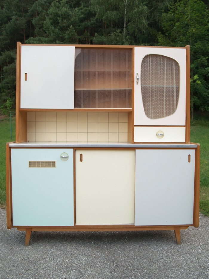 Original Vintage Küchenschrank Midcentury 50er 60er-Jahre Pastell Kredenz Midcentury