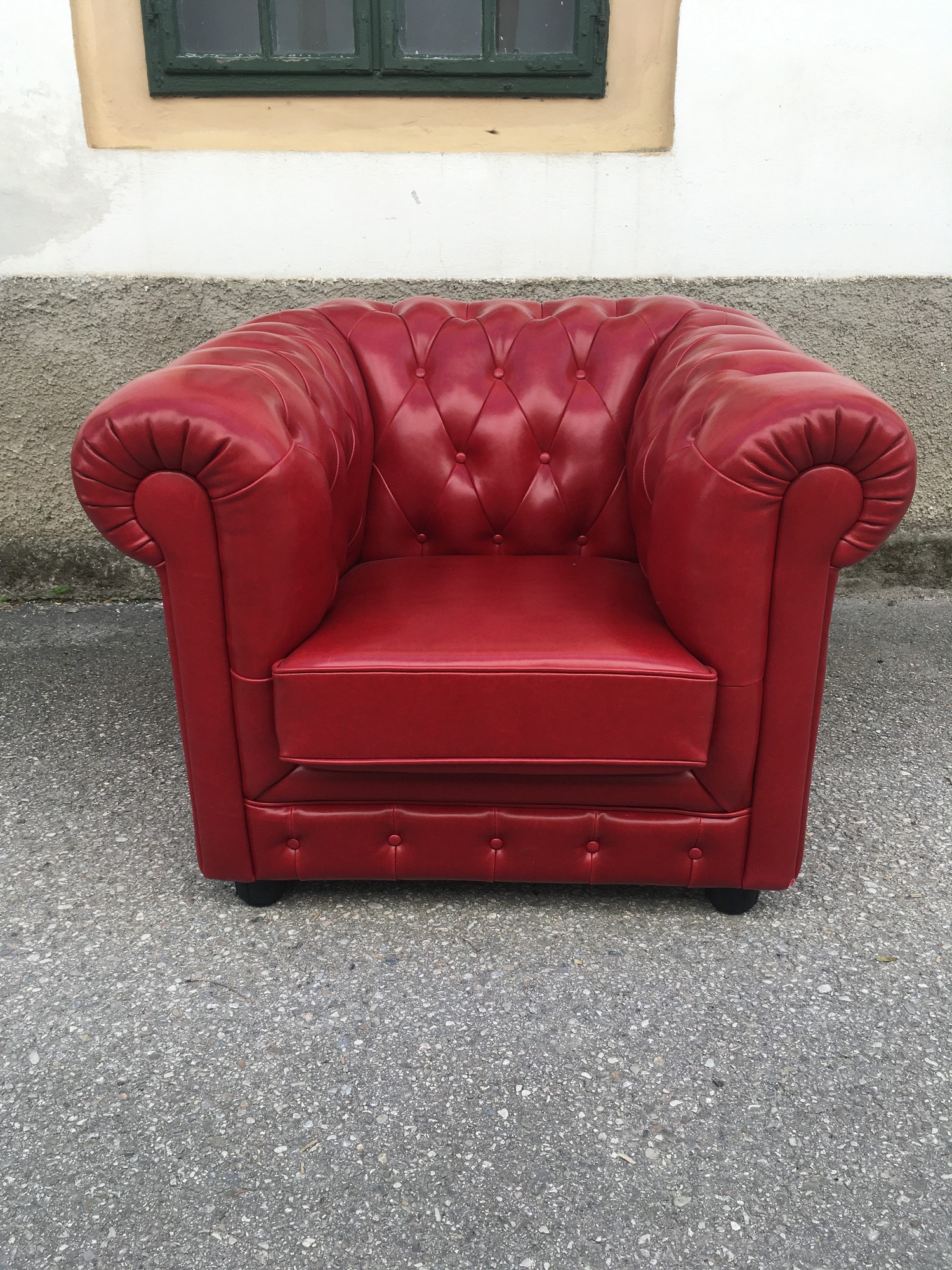 Chesterfield Sessel Clubsessel Stuhl Lederstuhl rot Armlehnstuhl