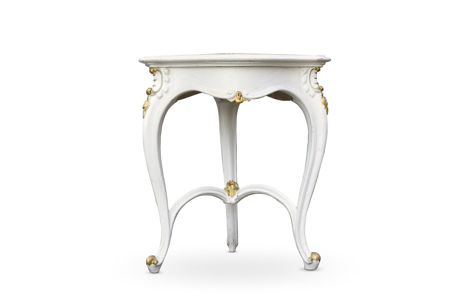 Neobarock tisch antiker beistelltisch french marmorplatte gold weiß shabby chic vintage sidetable Shabby Chic sidetable
