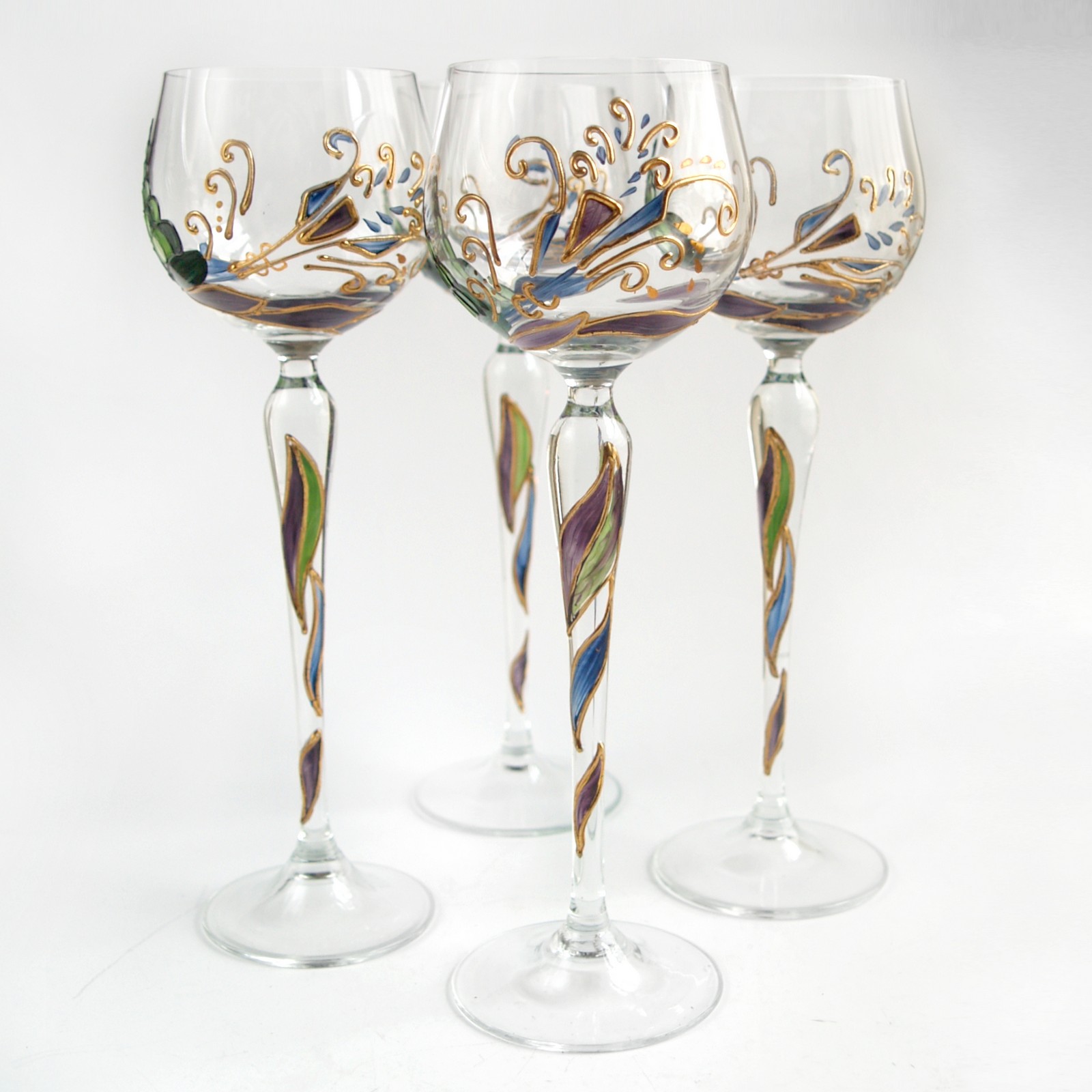 Weinglas Nagel TRAUMWELTEN Weinglas gold-blau Atlantis Weingläser Kristall bemalt gold