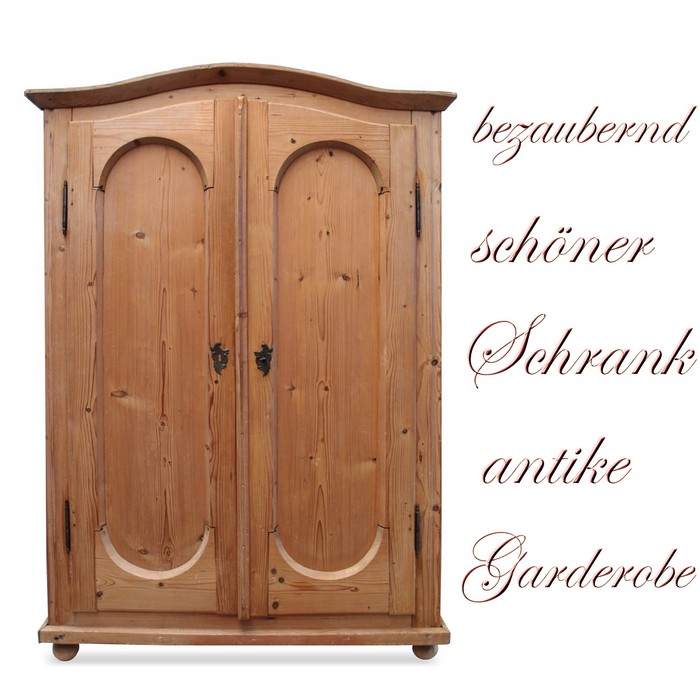 Antiker Schrank Garderobe Weichholz mit Hakenleiste Vollholz Garderobenschrank