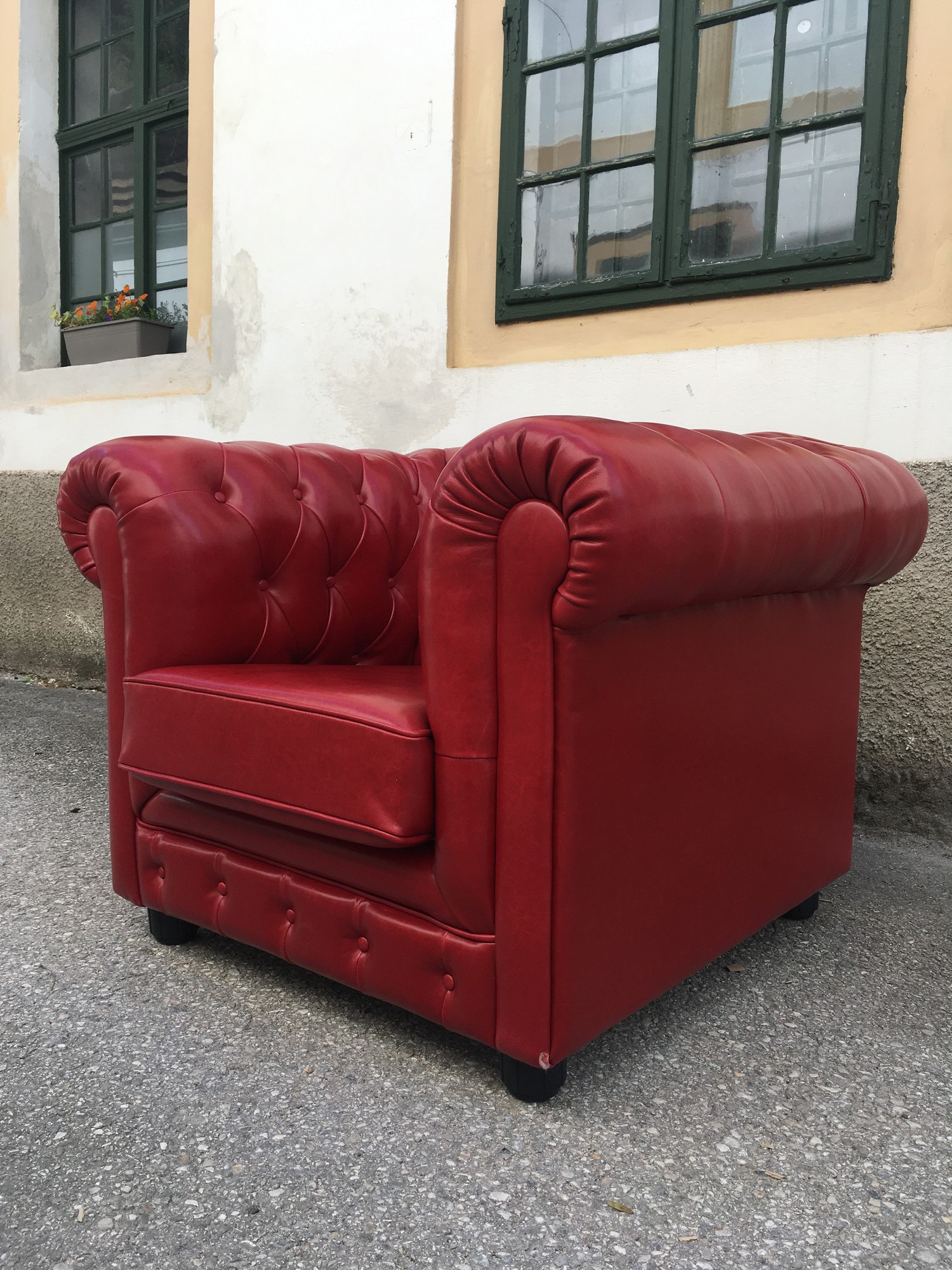 Chesterfield Sessel Clubsessel Stuhl Lederstuhl rot Armlehnstuhl