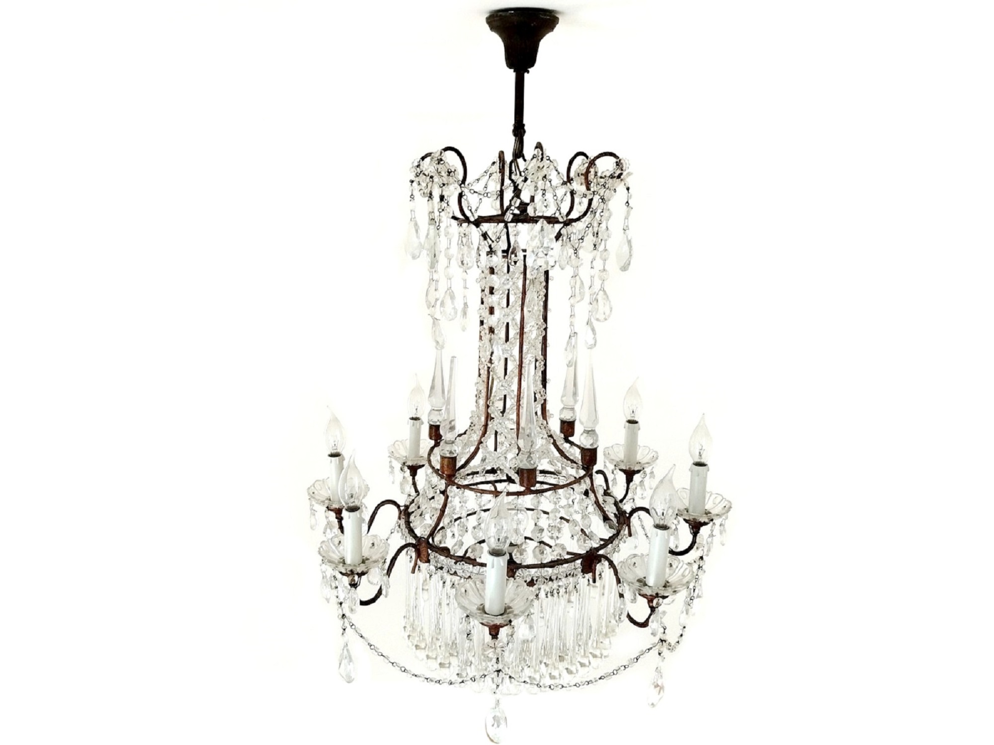 antiker Murano Kronleuchter 1890 Kristall Wasserfall Luster antiker Murano Kronleuchter 1890 Kristall Wasserfall Luster