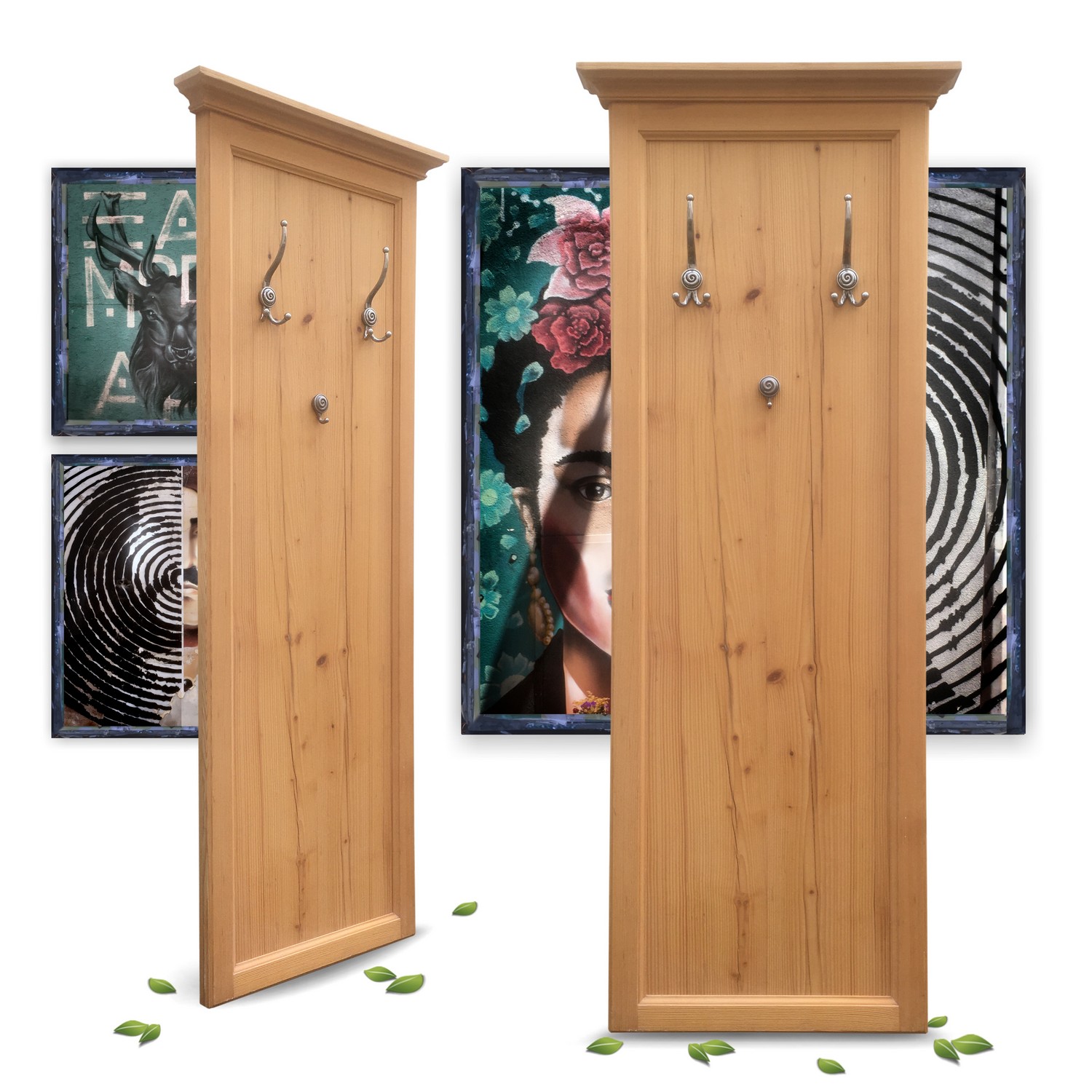 Garderobenwand Garderobenpaneel Weichholz Landhausstil Wandpaneel Naturholz Garderobe gebraucht Holz Wandgarderobe Landhausstil