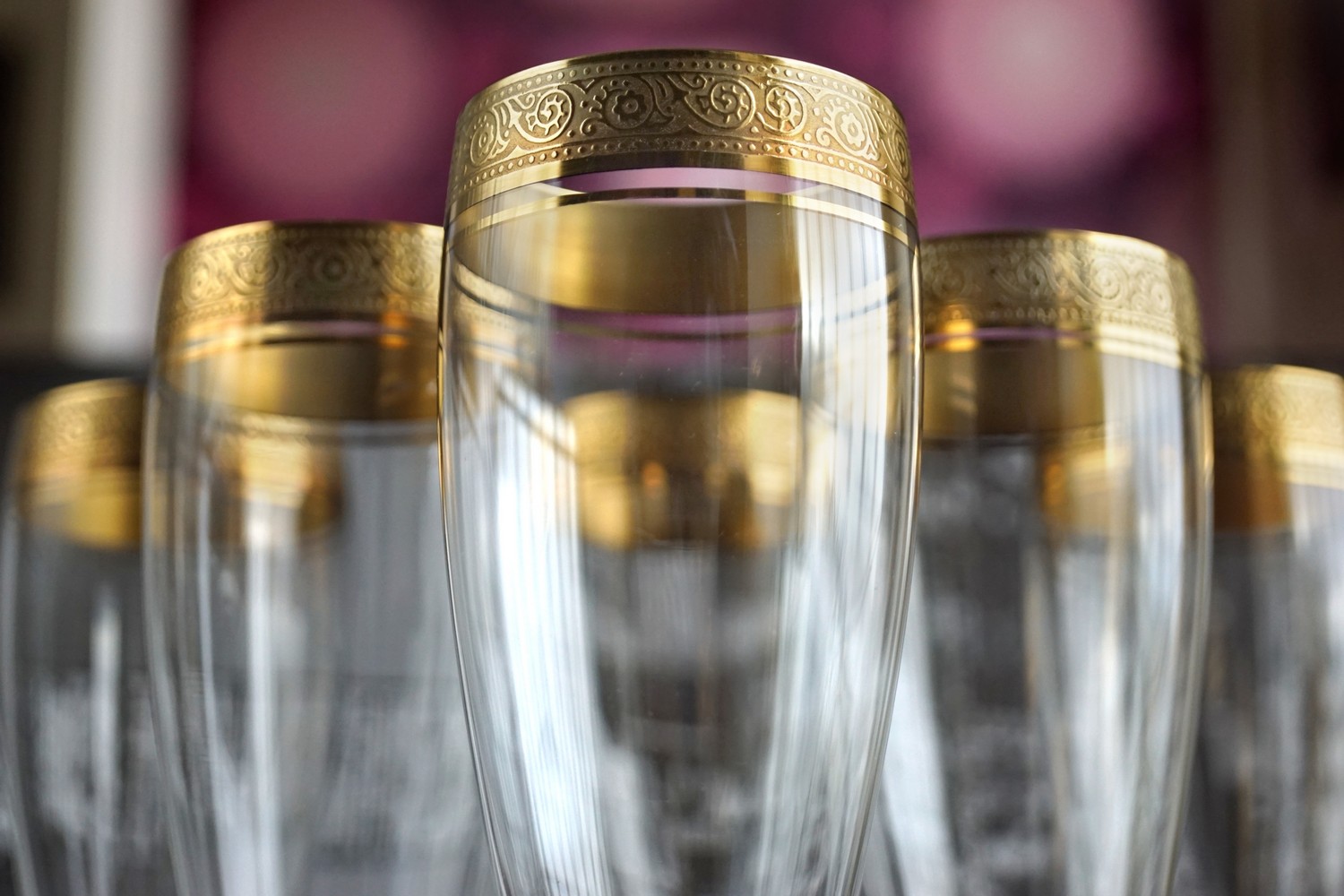 Sektgläser Goldrand Kristallgläser Champagnerflöten Theresienthal Vintage Bleikristall