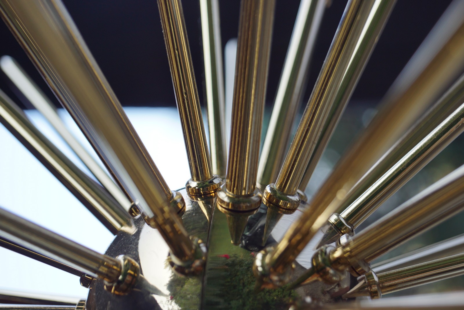 Messing Hängelampe Kronleuchter Starburst Design Spaceage Landhausstil vergoldet