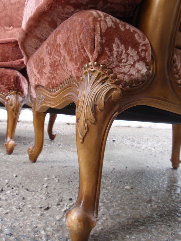 Antiker Stuhl Samt Sessel Vintage