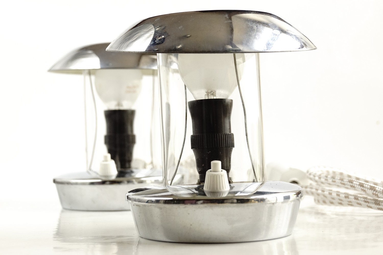 Drupol Chrom Tischlampe Space Age Design Vintage Leuchter Mid Century Hurka Chrom Vintage Lampen 50er-Jahre