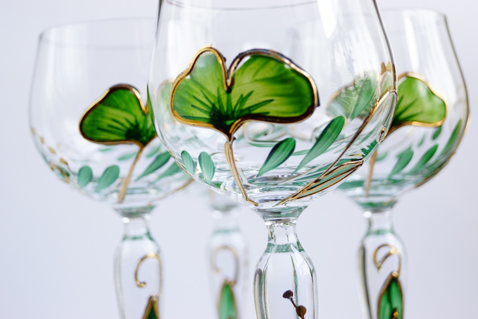 Bleikristall Weingläser Traumwelten Ginko grün gold Spritzwein