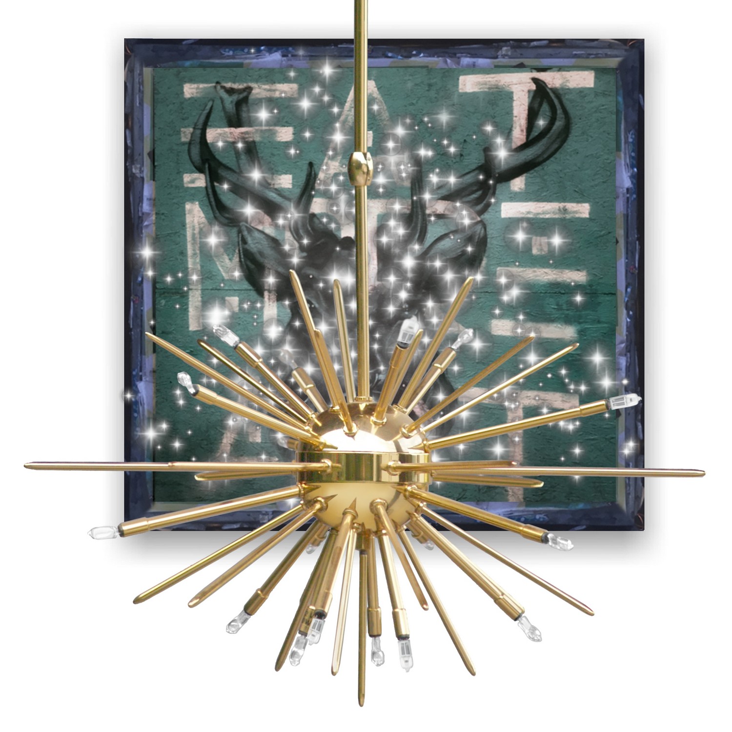 Leuchter Galaxy Orion Wien Sputnik gold 24k Kronleuchter 2G 10W Halogen dimmbar Ausstellungsstück Luster Hängelampe Sale Ausstellungsstück