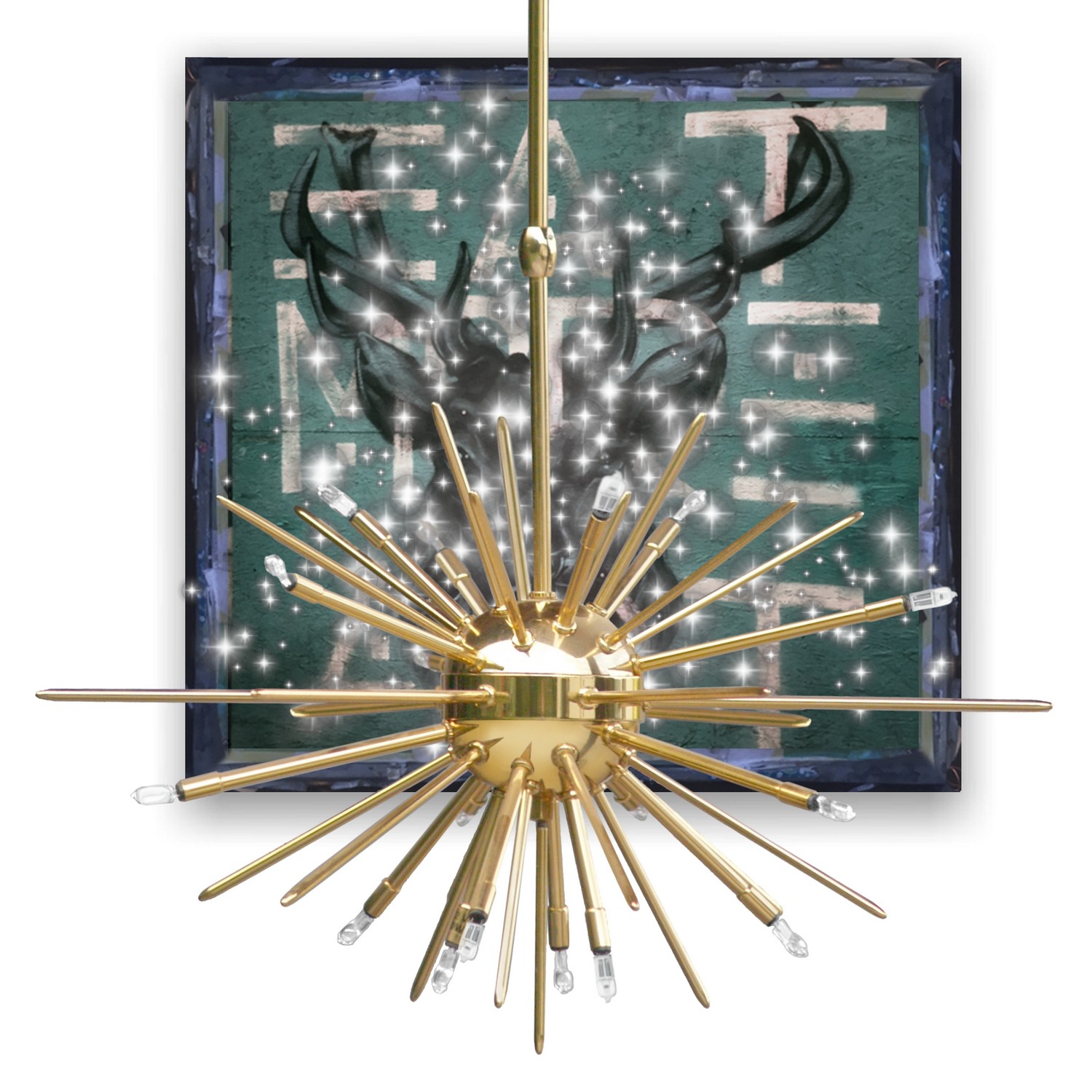Luster Orion Wien Starburst Hängelampe 24k vergoldet Leuchter "Galaxy" Leuchter Galaxy Orion Wien Sputnik gold 24k Kronleuchter 2G 10W Halogen dimmbar Ausstellungsstück Luster Hängelampe Sale Ausstellungsstück