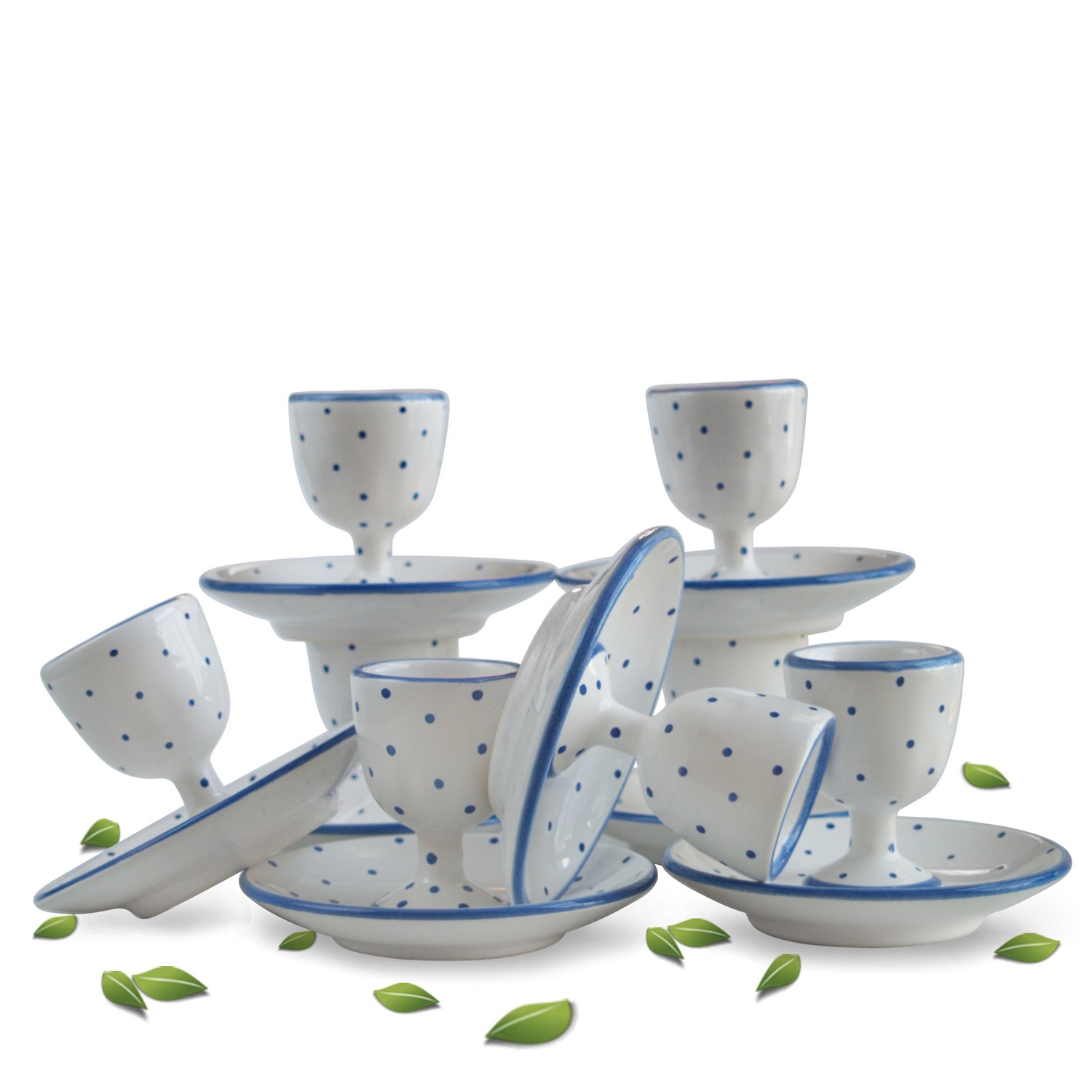 Eierbecher mit Fuß Gmundner Keramik blau getupft wie neu vitrinengepflegt Eierbecher mit Fuß Gmundner Keramik blau getupft