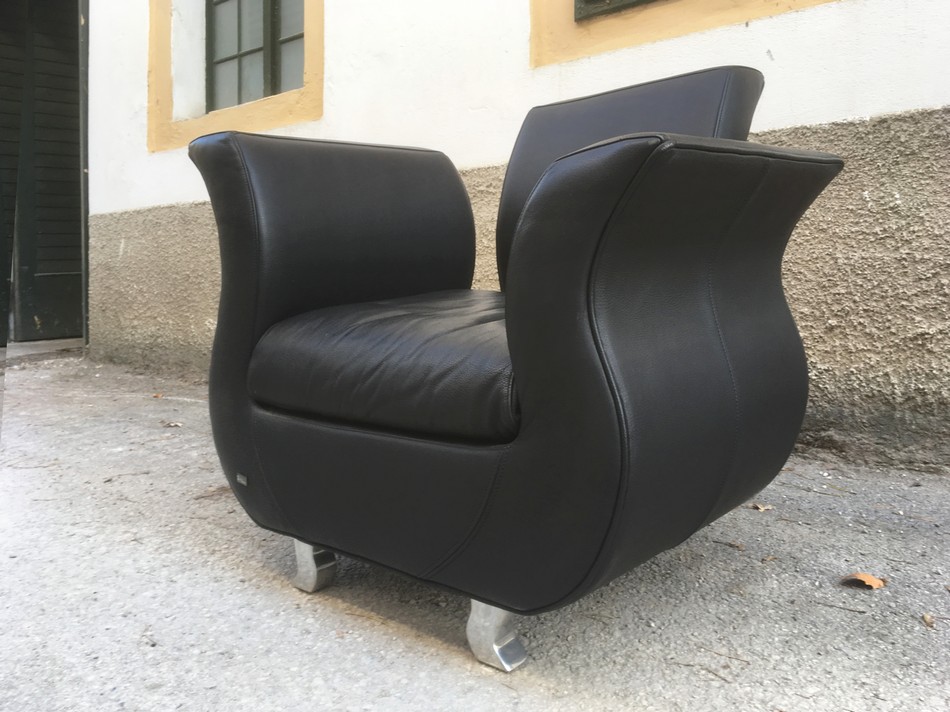 Bretz Sessel Moon Leder schwarz