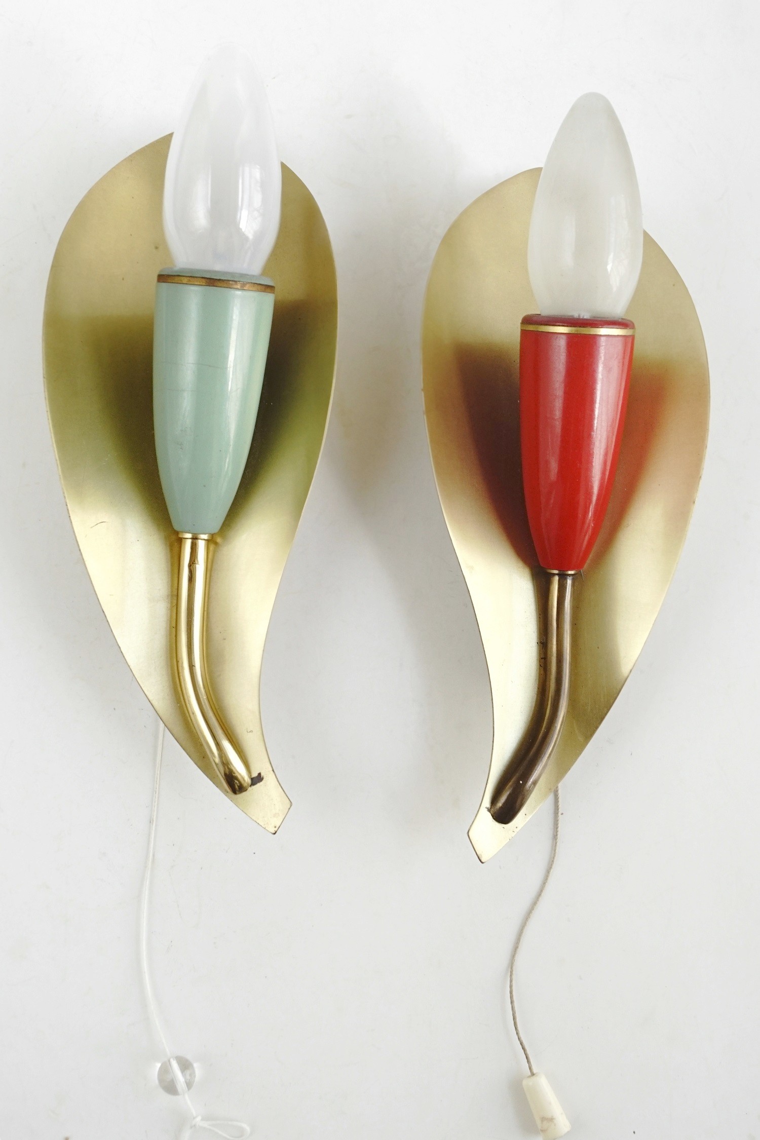 Wandlampe Sixties Vintage Original Midcentury Retro Wandleuchten Paar rot grün gold