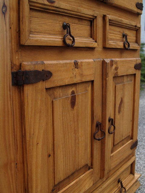 Schrank Pinie Vitrine Antikstil