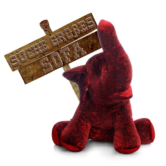 Bretz Cultsofa Kissen Elefant samtig rot Paisley Bretz Kissen Elefant