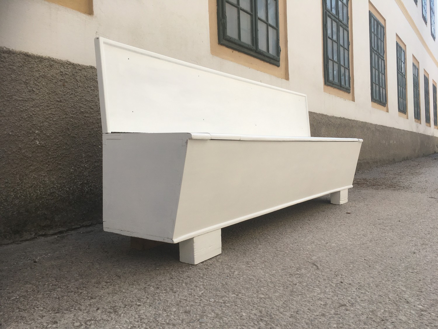 Küchenbank Vintage Sitztruhe Truhenbank Shabby Chic weiß Retro Sixties