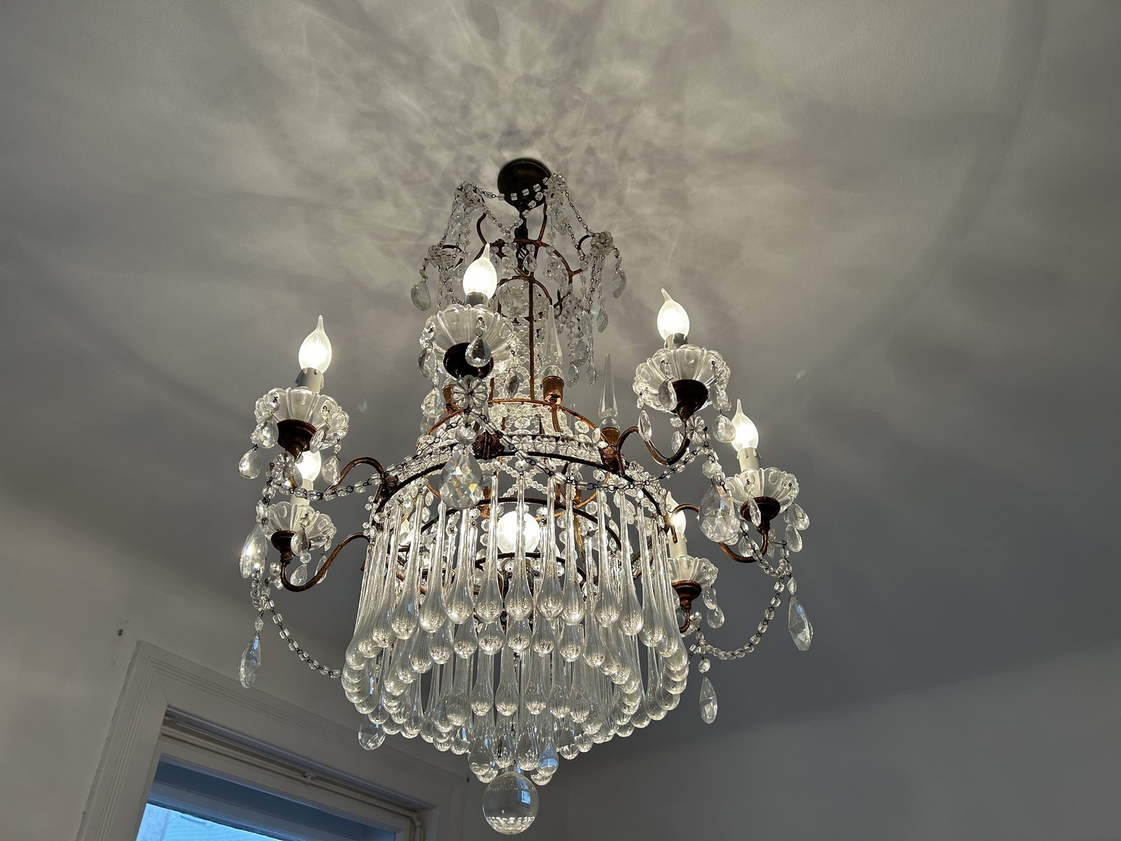 Neoklassizistischer Kronleuchter Kristall Murano Glas Antik Neoklassizistischer Kronleuchter Kristall Murano Glas Antik