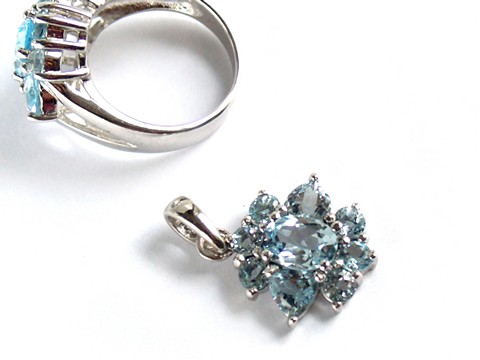 Anhänger 925 Silber Edelstein Schmuck Blautopas handgefertigt