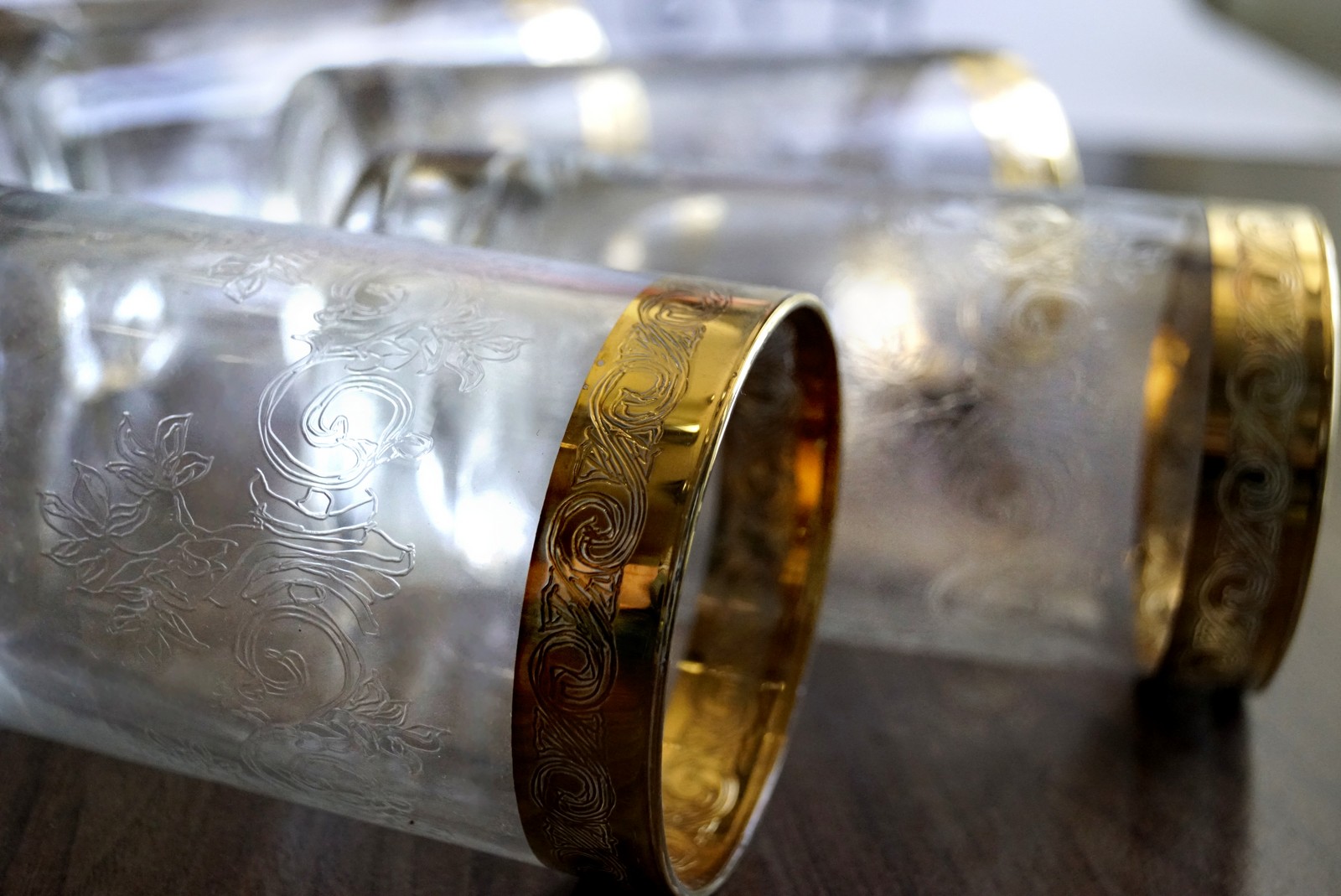 bleikristall gläser murano medici goldrand vergoldet 24ct wassergläser londgrink vintage antik