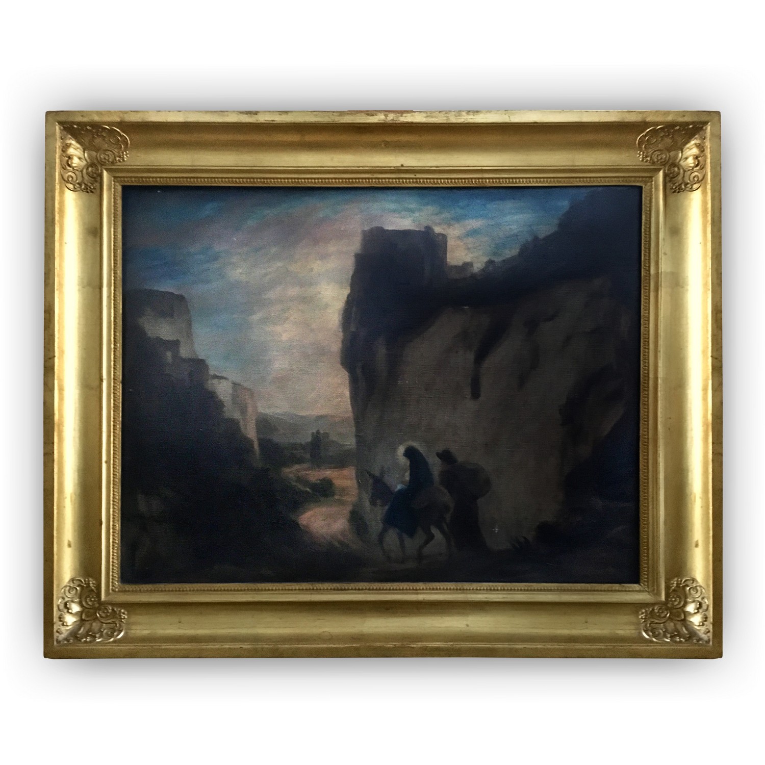 Gemälde Maria auf Esel mit Josef auf dem Weg nach Bethlehem Ölbild  Gemälde Maria auf Esel Josef