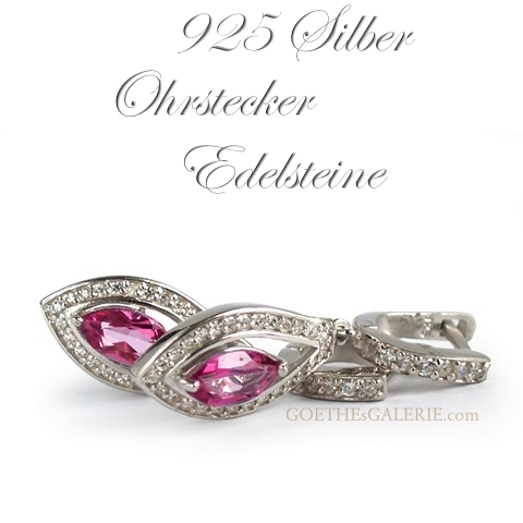 Ohrstecker 925 Silber echte rosa Topas Edelsteine Schmuck 925 Silber Ohrstecker Topas rosa
