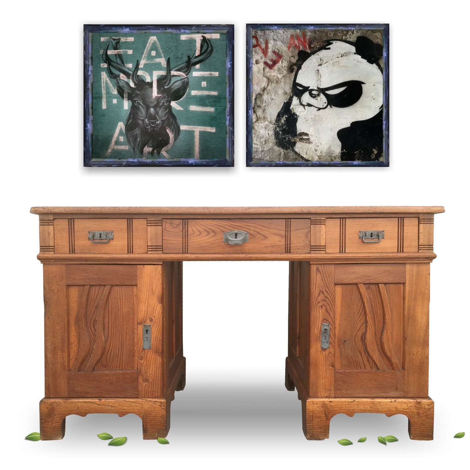 Schreibtisch antik Weichholz Jugendstil Bürotisch provinziell Schreibtisch Weichholz