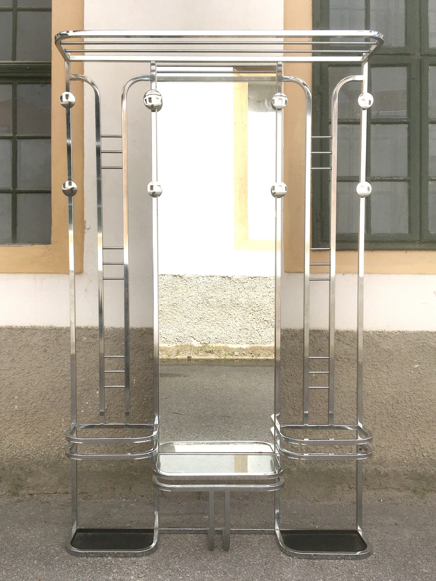 Garderobe Garderobenwand Art Deco Metall Chrom