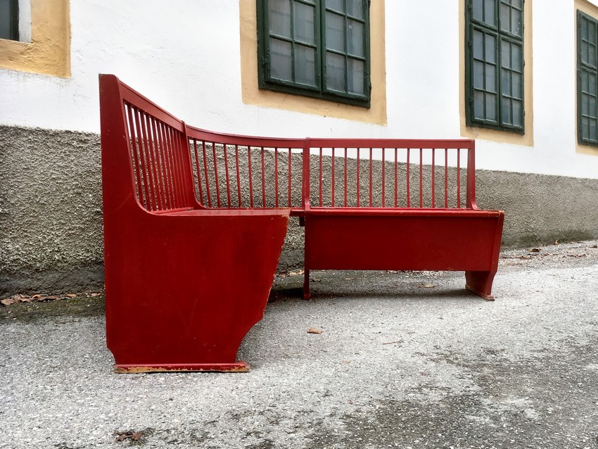 Küchensitzbank Sprossen rot antik