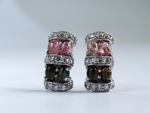 925 Silber Ohrstecker Turmalin 14k Weißgold