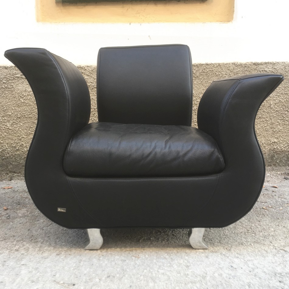 Bretz Sessel Moon Leder schwarz