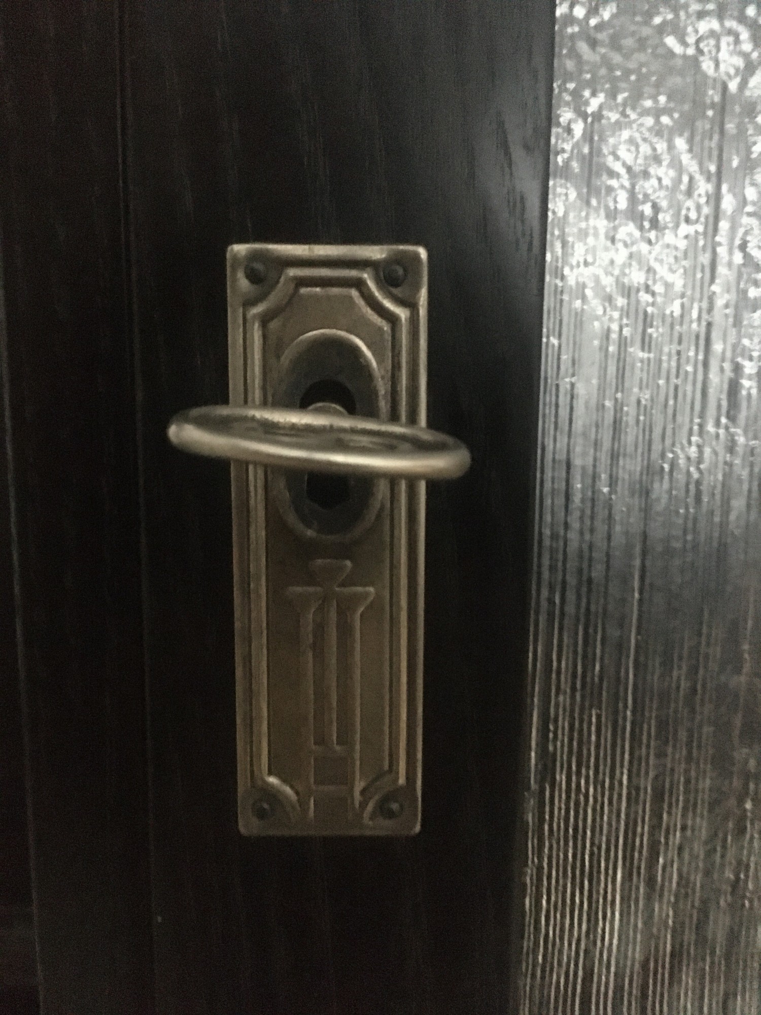 Schrank Jugendstil Buffet dreiteilig Anrichte schwarz Bleiverglasung Selva