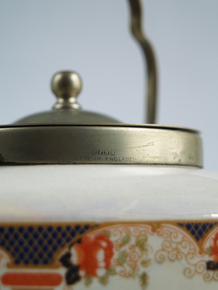 Zuckerdose antik Silbermontur Keramik