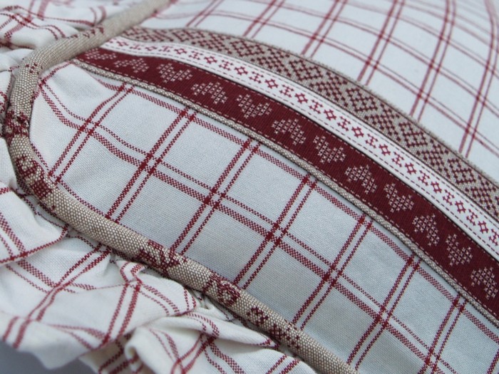 Clayre & Eev Stuhlkissen Landhaus Kreuzstich rot grau braun