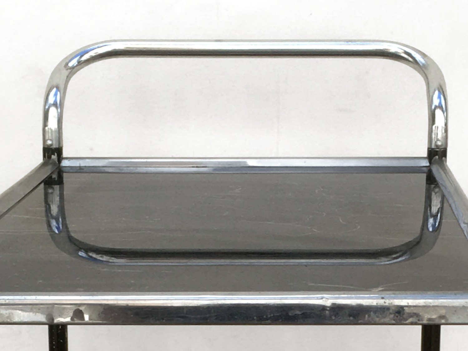 Servierwagen Vintage schwarz Serviertisch Chrom antiker Beistelltisch Bauhaus Industrialdesign