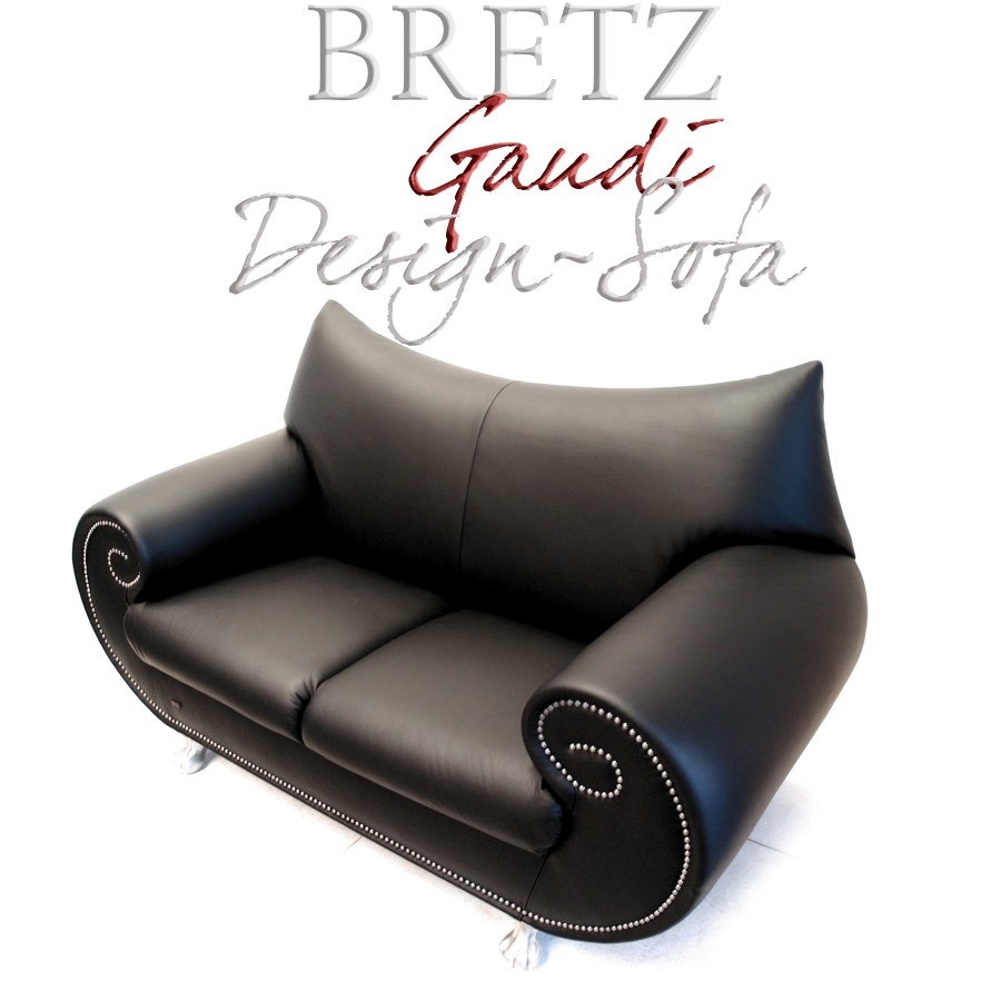 BRETZ Sofa LEDERSOFA * neuwertig * 2-Sitzer Gaudi Bretz Sofa Ledersofa schwarz Gaudi