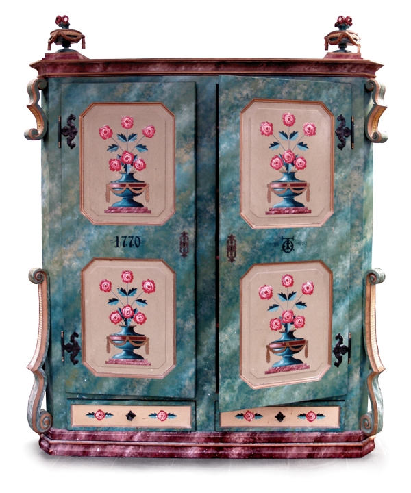 antiker Vollholz Schrank Bauernschrank bemalt