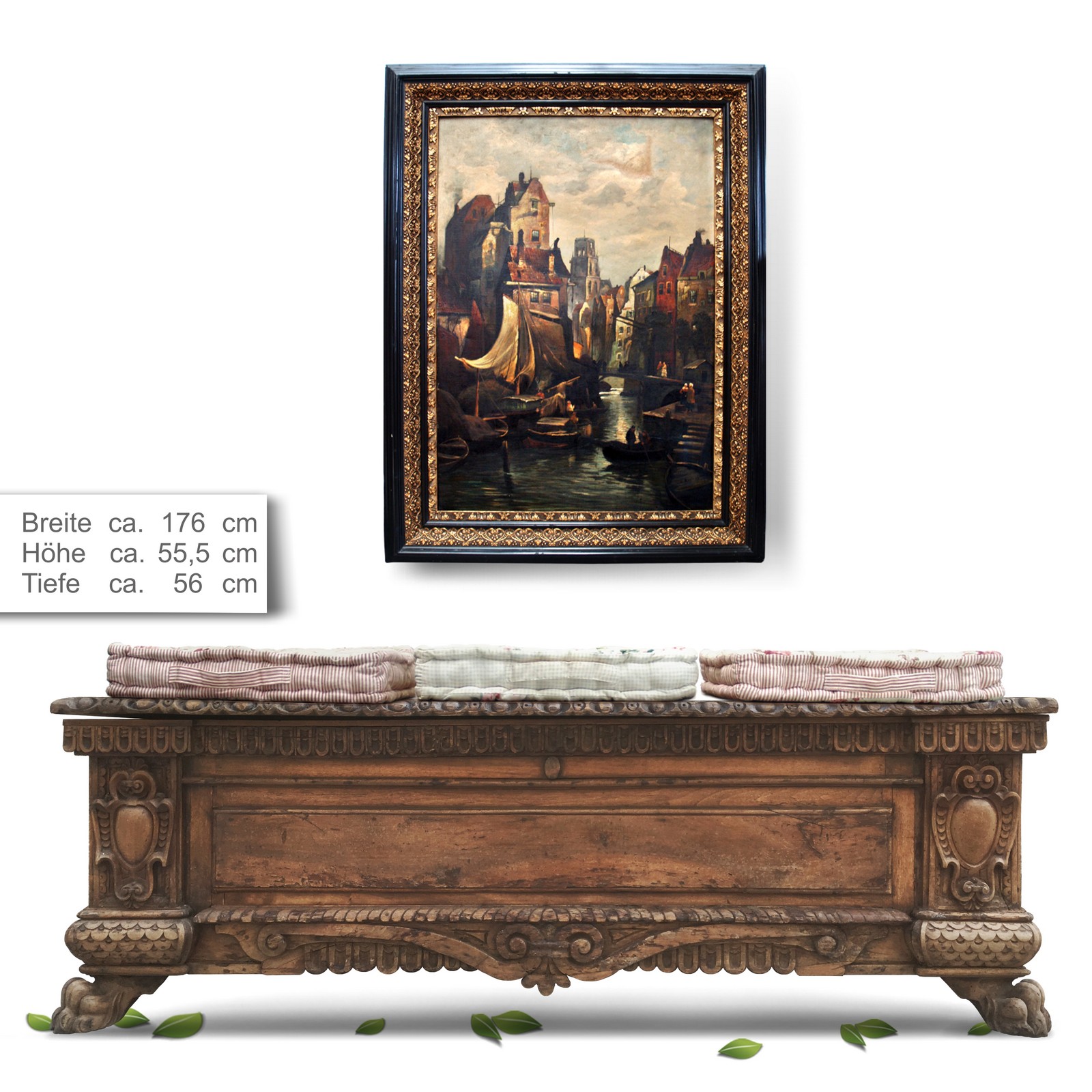 Truhe antik groß Vollholz Barock Renaissance Truhenbank
