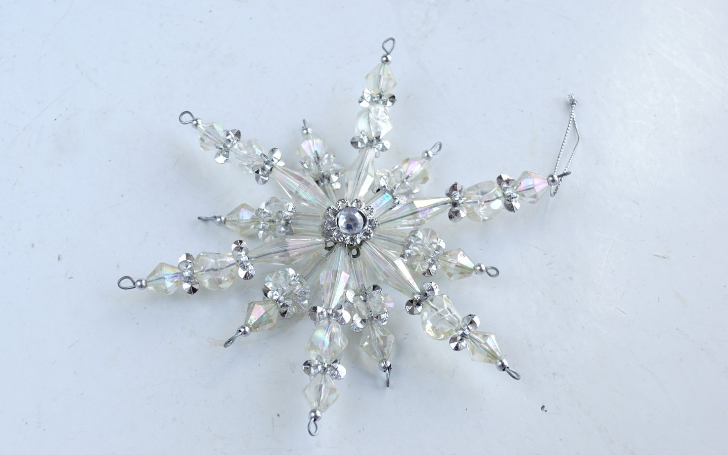 Christbaumschmuck 50er 60er-Jahre Vintage Weihnachtsbaumschmuck Schneeflocke Gablonzer Kristall Perlen glitzer christmas tree decoration