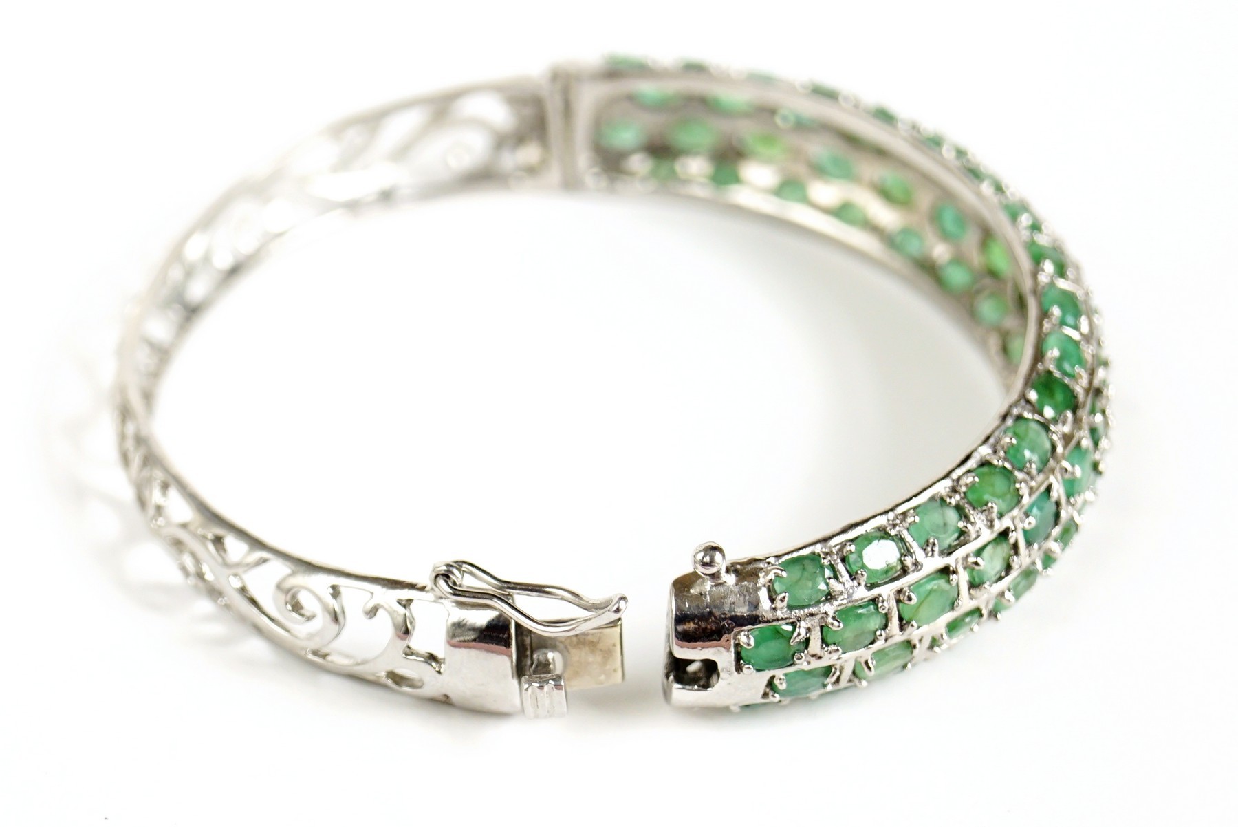 Smaragde Armreifen Silber 925 Armband 14 Karat Weißgold vergoldet