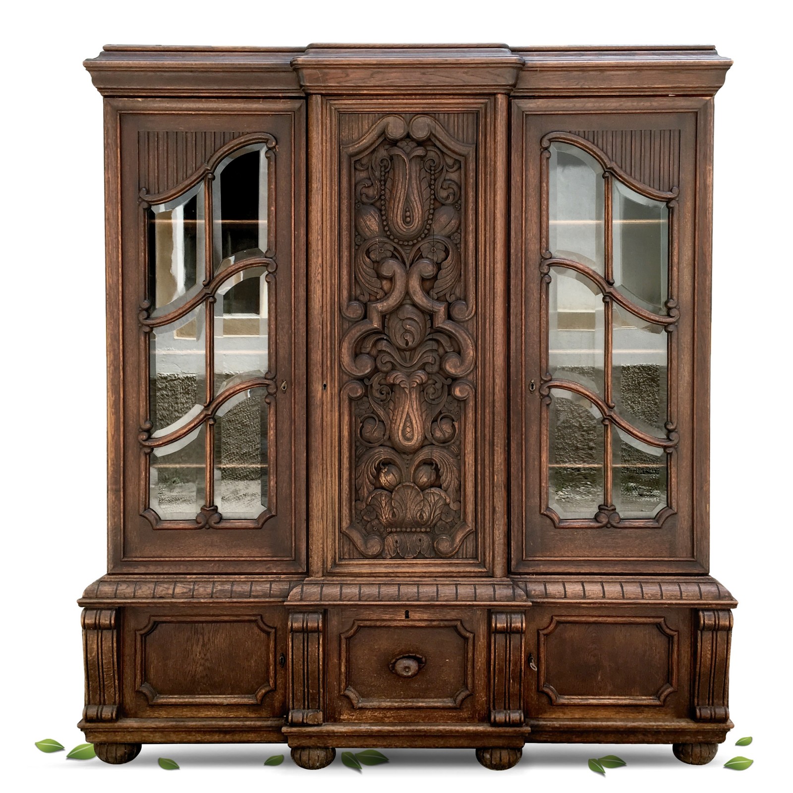 antiker Schrank in Barocker Fertigung Vitrine JUGENDSTIL Bücherschrank Bücherschrank Neorennaissance Jugendstil