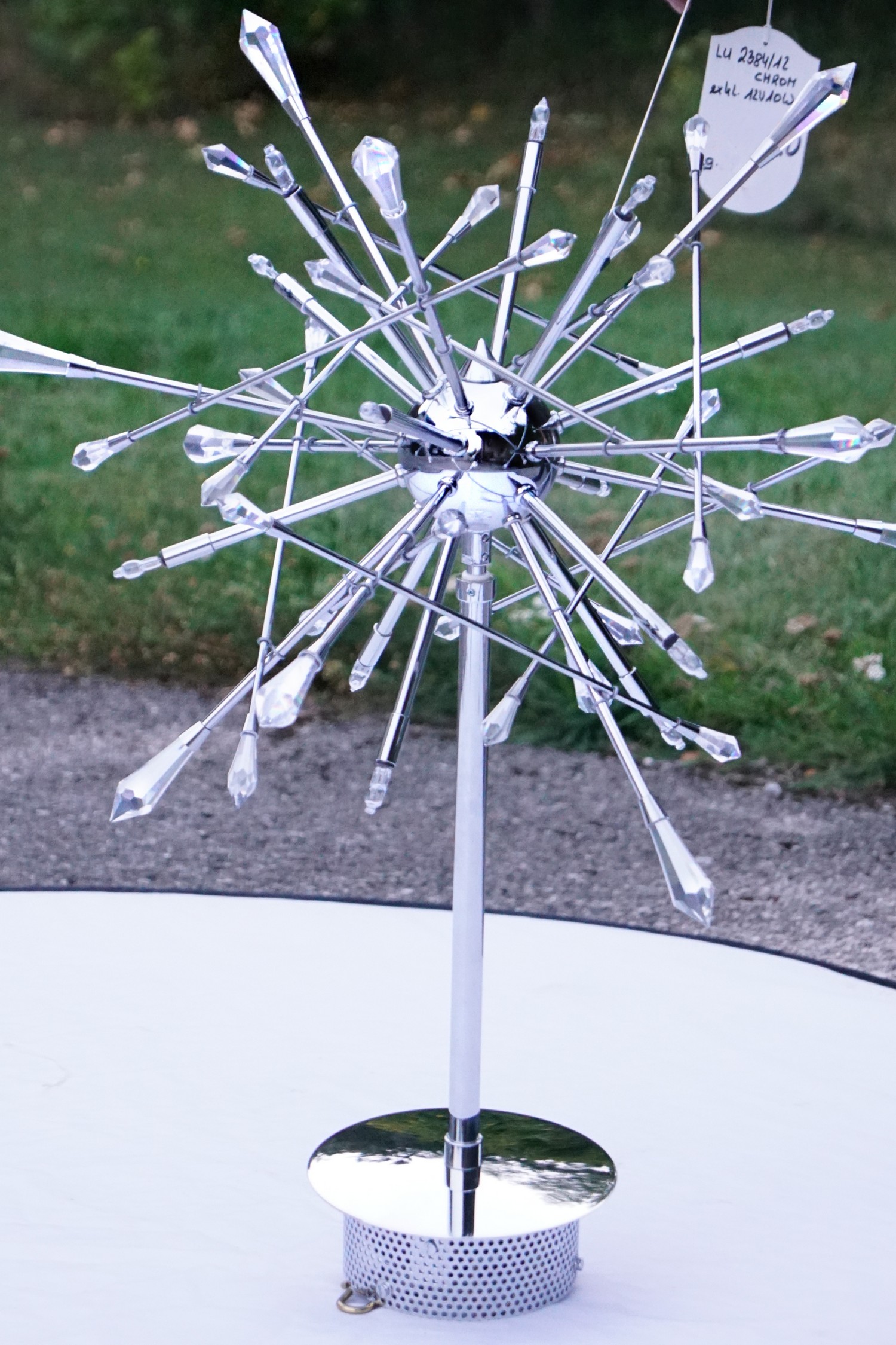 Kronleuchter chrom Tischlampe Hängelampe Orion Wien Sputnik Spacage Design Starburst crystal Lampe Bleikristall Leuchter Sale Ausstellungsstück