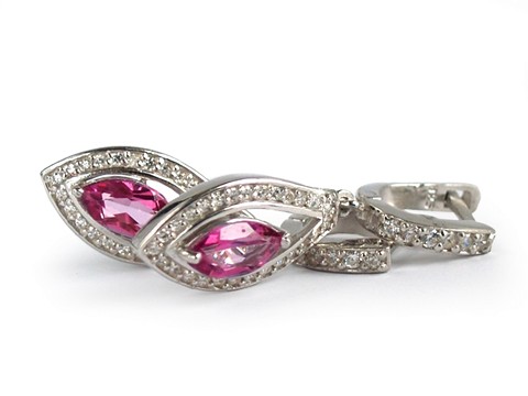 925 Silber Ohrstecker Topas rosa