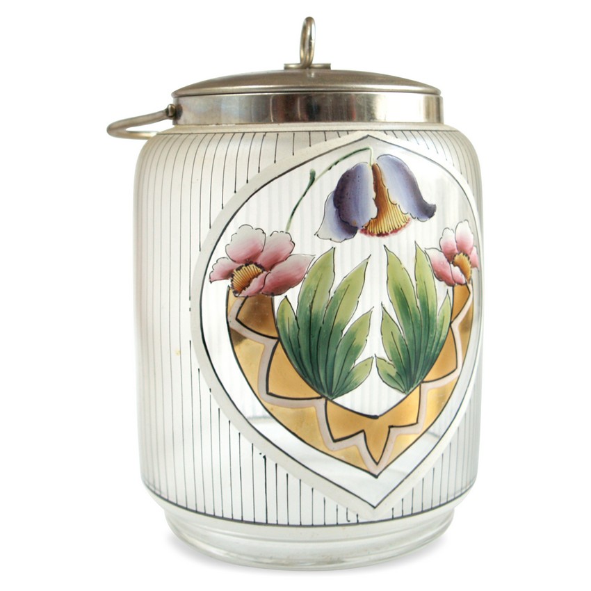 Jugendstil Glas Keksdose antik groß