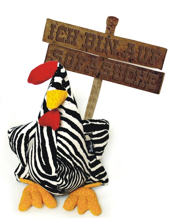 BRETZ Sofakissen Hahn - Kurt das HUHN Zebra KISSEN Bretz Kissen Huhn
