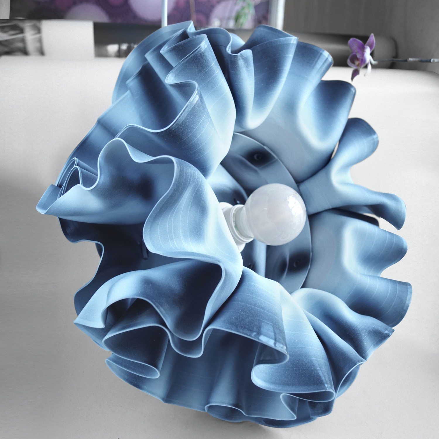 Hängelampe Vinyl "Schallplatten" Lampe Retrodesign blausilber Cinema