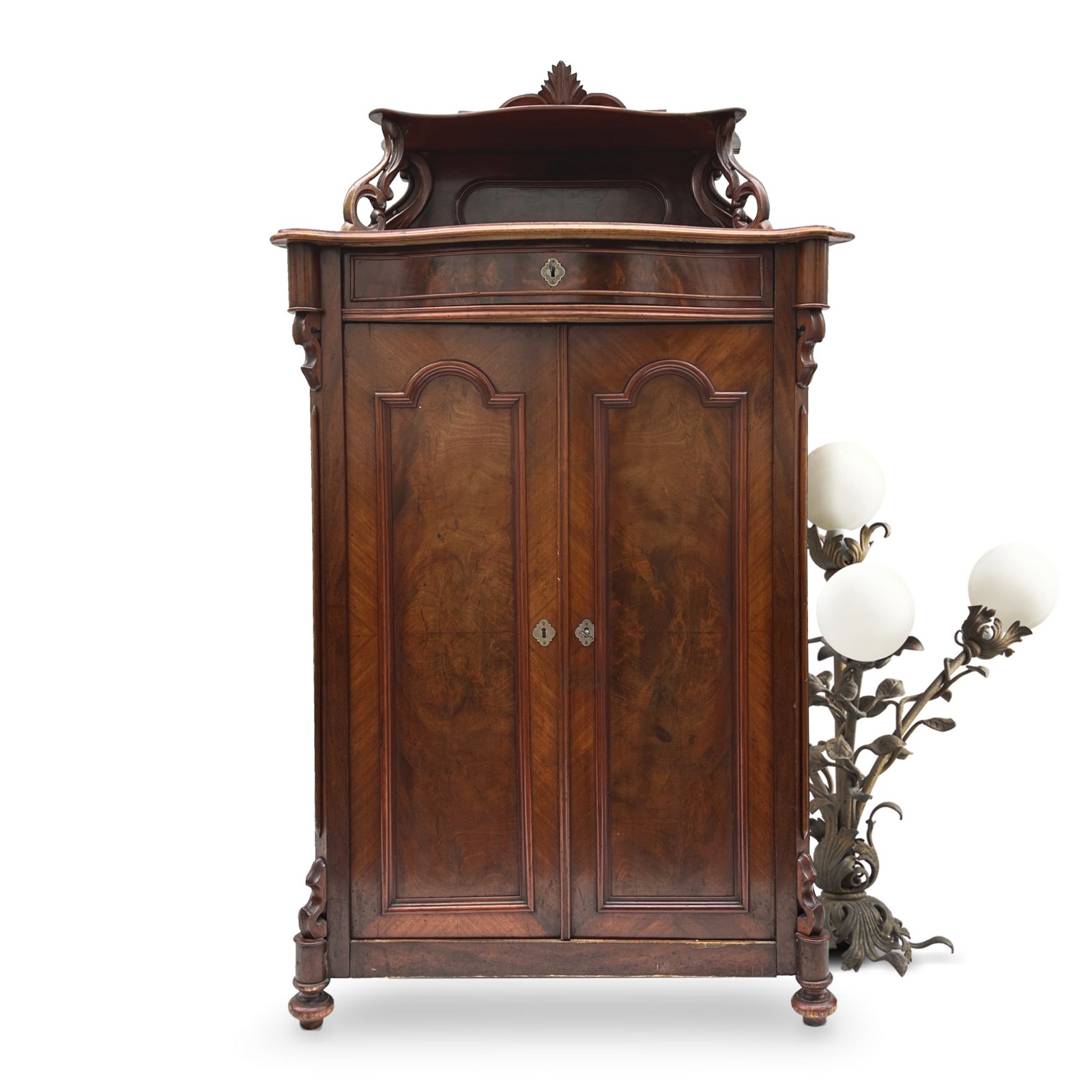 Spätbiedermeier Vertiko Halbschrank ca. 1860 mit Aufsatz antik