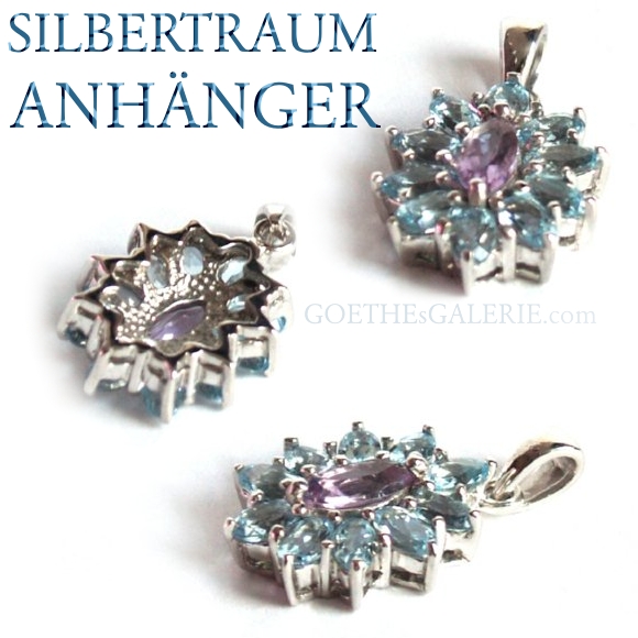 ANHÄNGER 925 Silber Edelstein Schmuck Handarbeit Blautopas handgefertigt