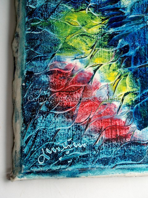 Ölbild ÖL auf Leinen Blumen aussagekräftige Malerei signiert Stilleben abstrakt