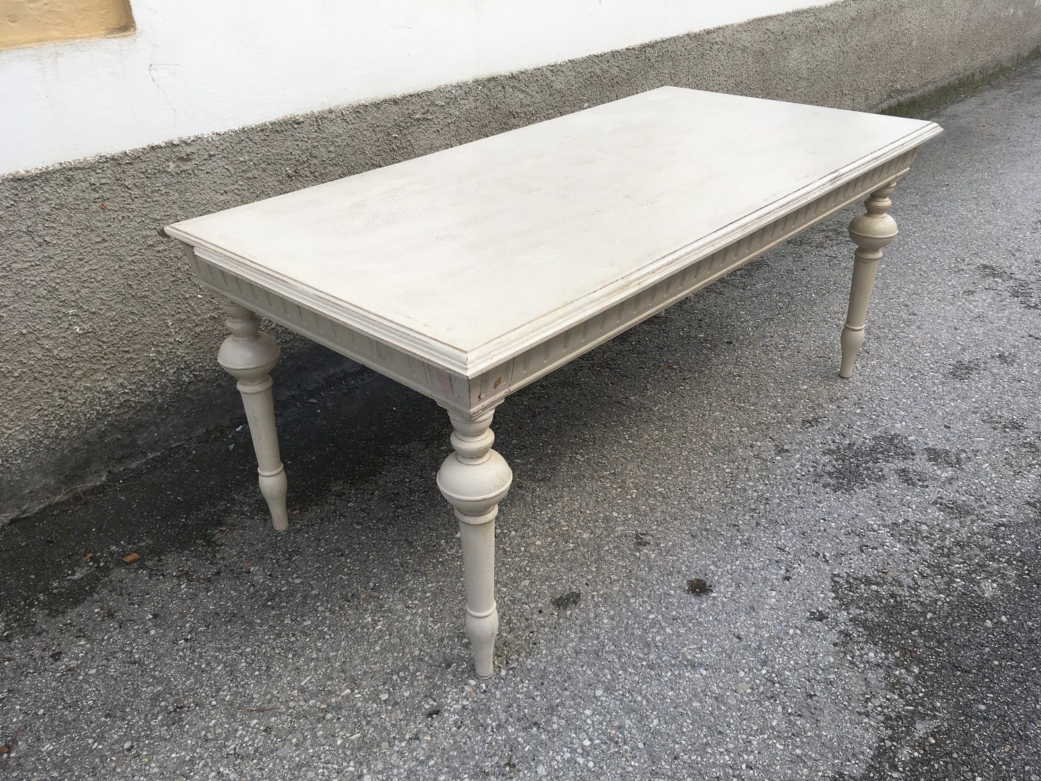 Tisch Speisetisch Esstisch Shabby Chic creme Massivholz schwer groß